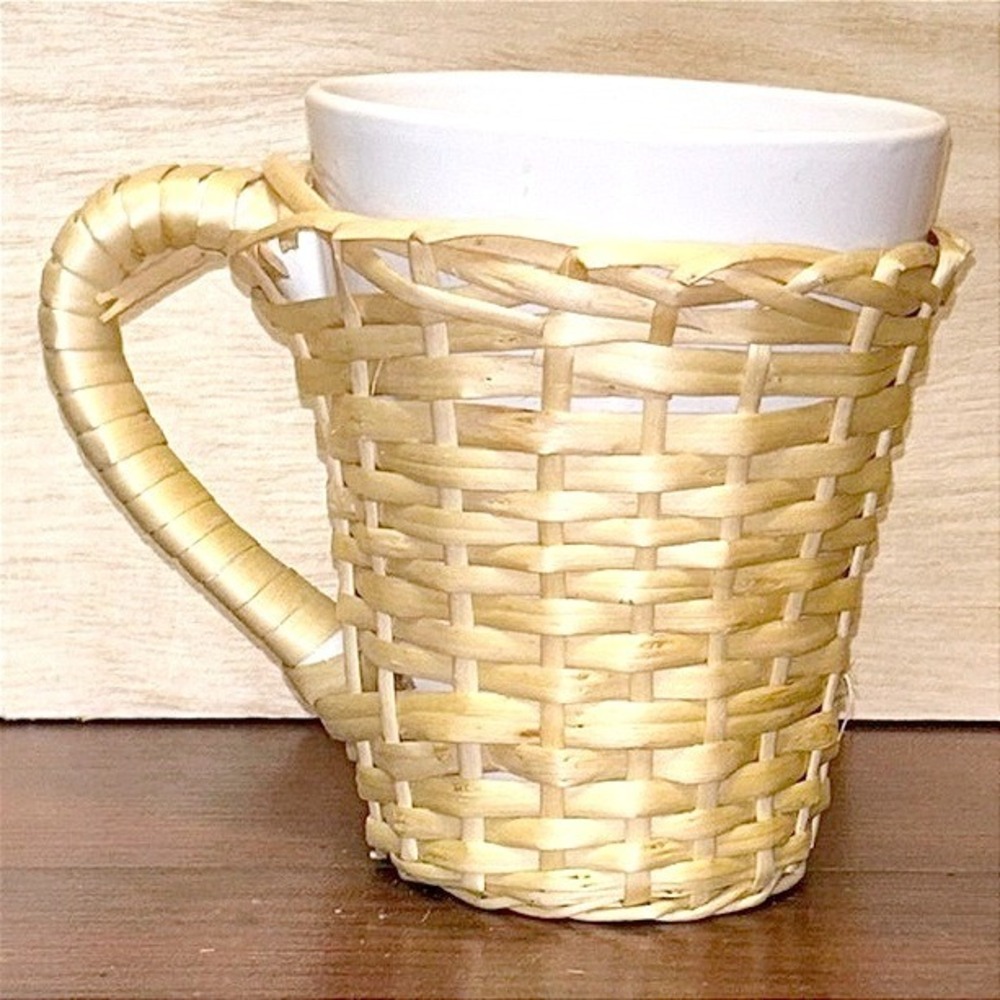Basket Weave Coffee Mug Textured White Cup Large Rustic Farmhouse Drinkware